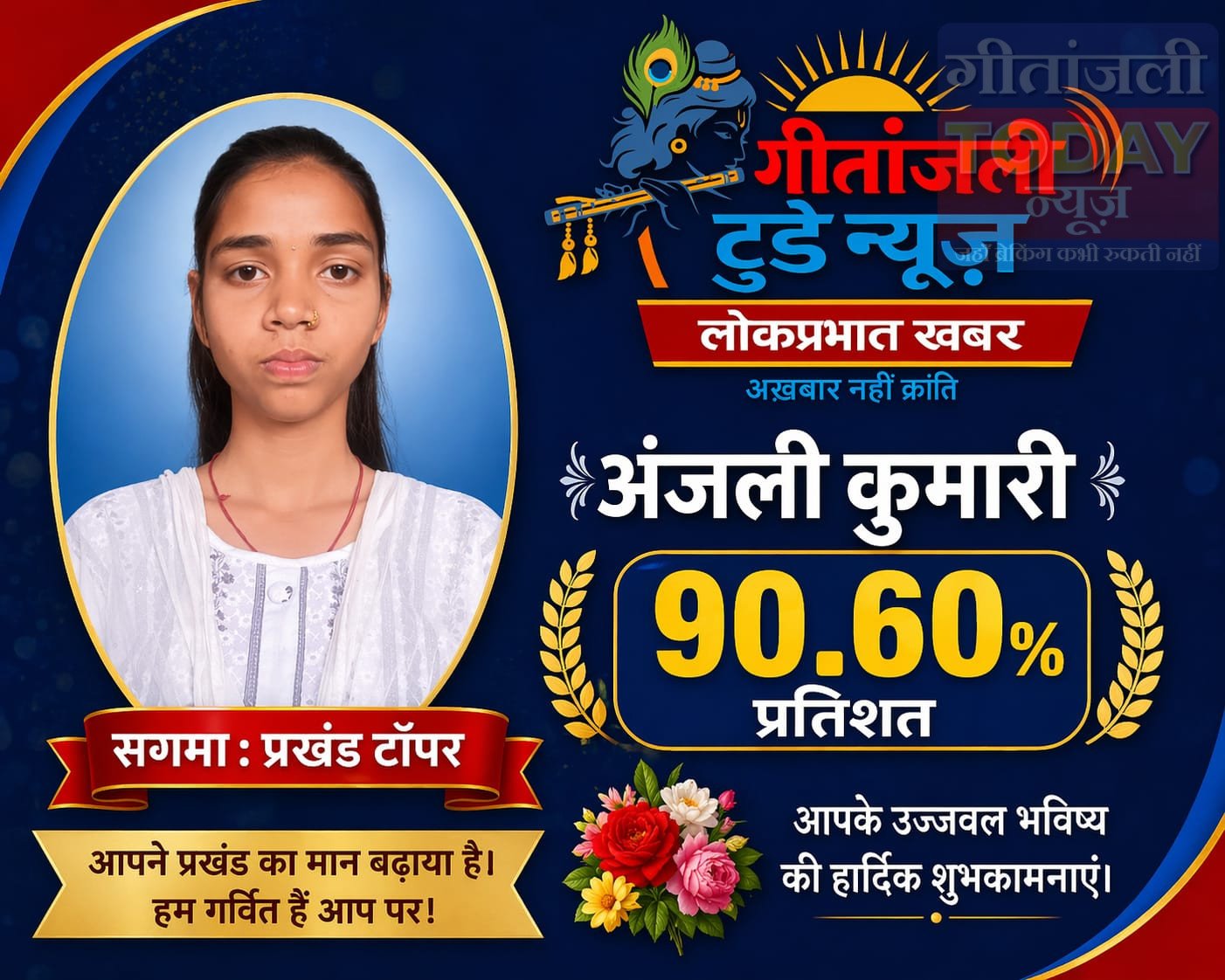 सगमा:भैयारुद्र प्रताप देव उच्च विद्यालय का गौरव: अंजली प्रखंड टॉपर, सपना ने हासिल किया दूसरा स्थान